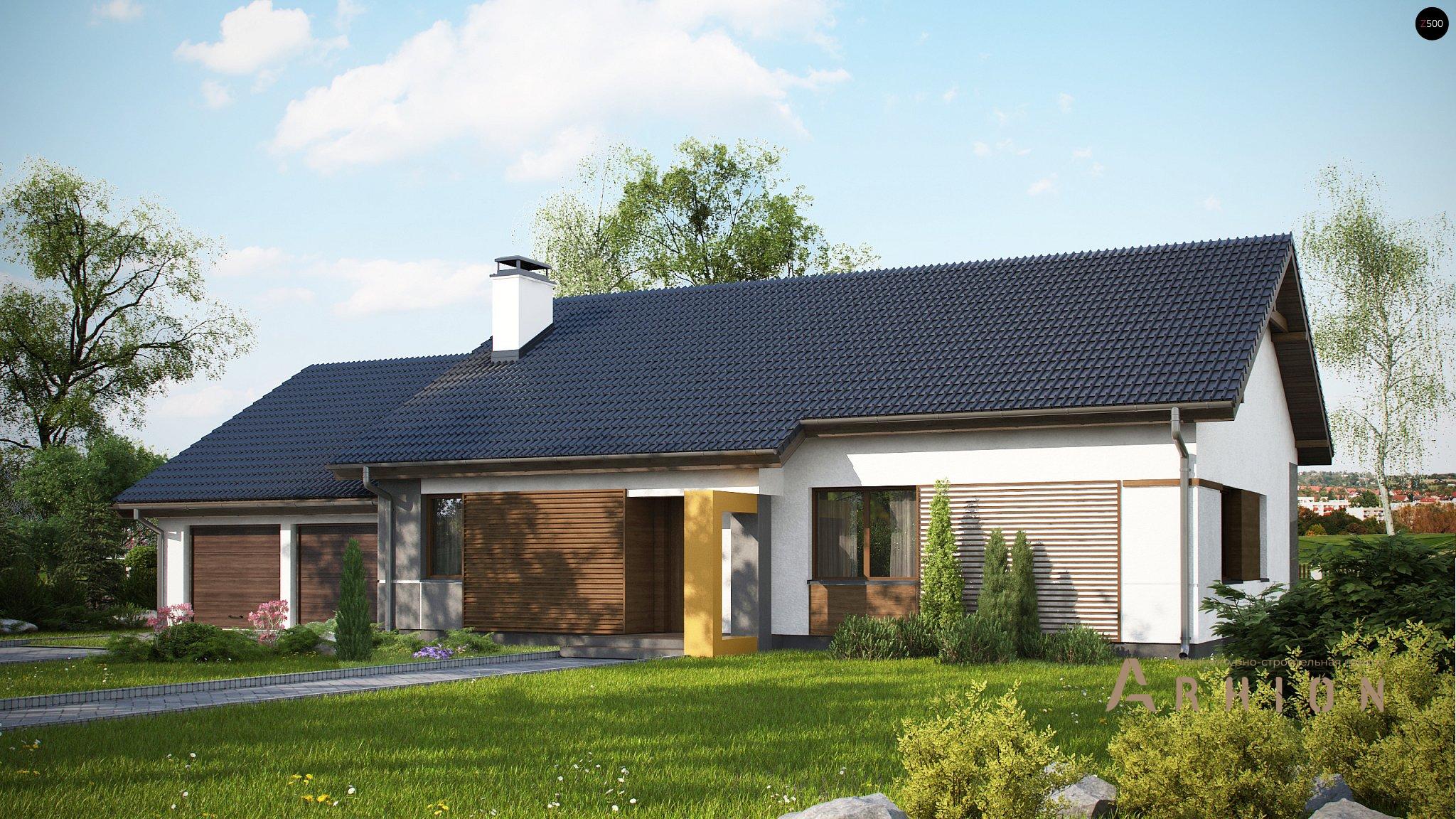 1. Проект одноэтажного дома в европейском стиле с двускатной кровлей, Z287 GL2, площадью - 169 кв c терассой, гаражом